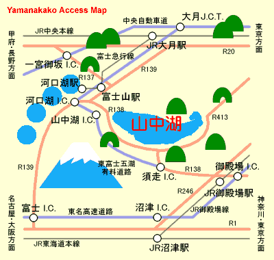 山中湖アクセスマップ